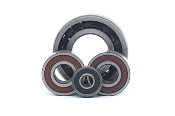 Bearings with rubber seals isolated on white background