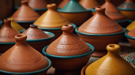 Handmade Tajine pot sold on street of Fez, Morocco, Africa.generative.ai - obrazy, fototapety, plakaty