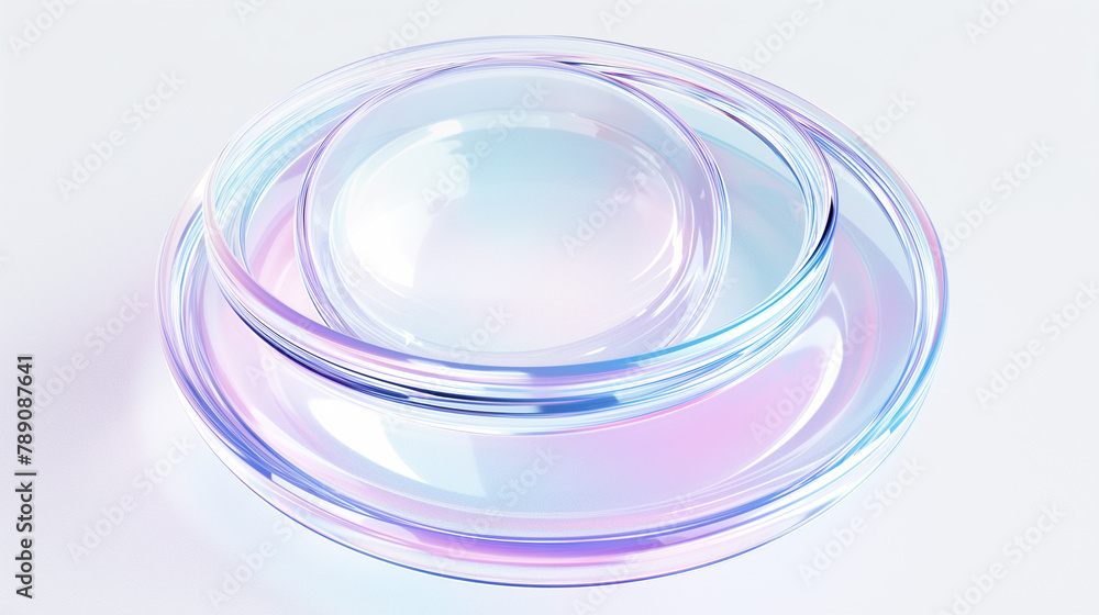 Poster abstract futuristic shape with iridescent glass texture floating on white background, 3d rendering i