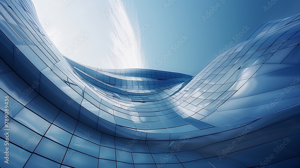 Poster low angle of a building wave close up : Generative AI