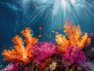 Fototapeta premium Beneath the Waves: Exploring Coral Kingdoms