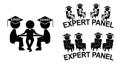 Expert panel, black isolated silhouette
