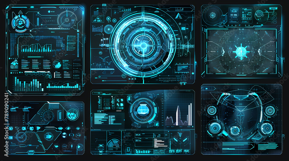 Poster hud elements with overlays and futuristic interface