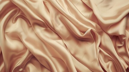 Pink beige cream silk satin Draped fabric Light pale brown luxury elegant background with space for design Flat lay top view table Template Soft folds Sepia toned Vintage retro style : Generative AI