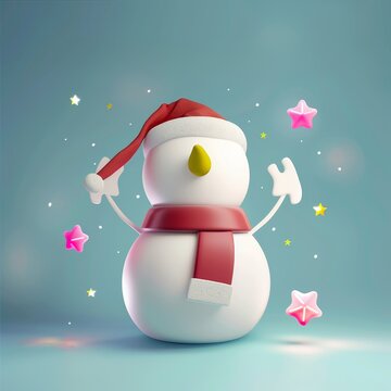 Christmas cute snowman. Merry Christmas and Happy New Year background