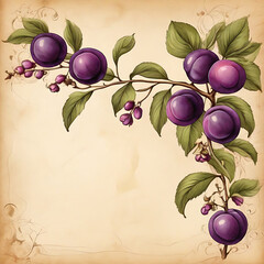plum on parchment paper background