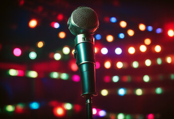 Colors Lights Music Comedy Club Show Microphone Stage art audio background black blur bokeh broadcast communication concert conference dj electronic entertainment equipment event