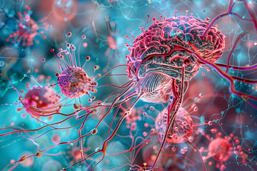 Visual Representation of Parkinson's Disease Progression in Human Brain - obrazy, fototapety, plakaty