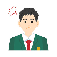 Fototapeta na wymiar ブレザーを着た怒る高校生の顔。フラットなベクターイラスト。 Face of an angry high school student wearing a blazer. Flat vector illustration.