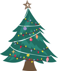 Christmas tree cartoon on a transparent background.