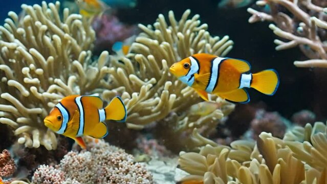 Coral Reefs and Beautiful Fish in Natural Underwater Conditions 