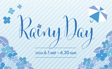 タイトルに使いやすい梅雨のアジサイのおしゃれでモダンなコピースペースのある背景フレームデザイン