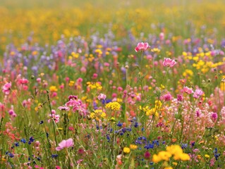 Obraz premium Floral Extravaganza: In a vast field of wildflowers