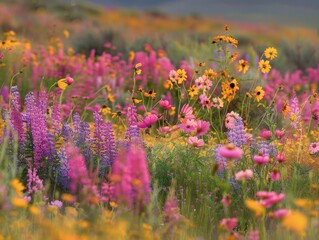 Field of Blossoms: In a vast field of wildflowers