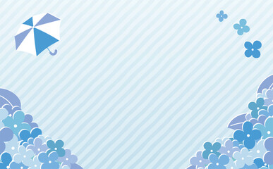 タイトルに使いやすい梅雨のアジサイのおしゃれでモダンなコピースペースのある背景フレームデザイン