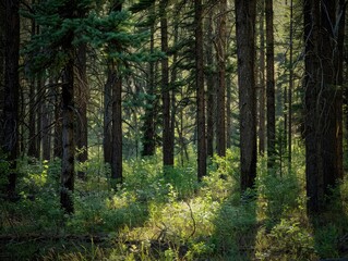 Obraz premium Forest Essence: Scent of Pine and Earth Amongst Ancient Trees