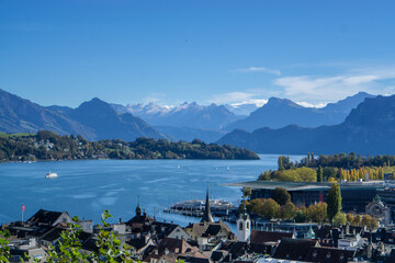 View of Vierwaldstättersee. Luzern, Switzerland. - obrazy, fototapety, plakaty