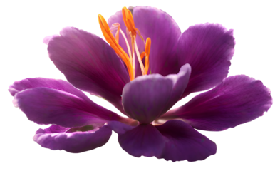 Zoomed-in perspective of solitary purple saffron blossom Jacob's Ladder (Polemonium caeruleum). Flower Closeu