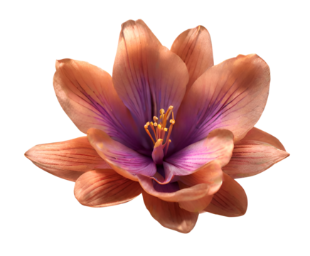 Zoomed-in perspective of solitary purple saffron blossom Jacob's Ladder (Polemonium caeruleum). Flower Closeu