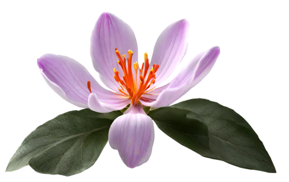 Zoomed-in perspective of solitary purple saffron blossom Jacob's Ladder (Polemonium caeruleum). Flower Closeu