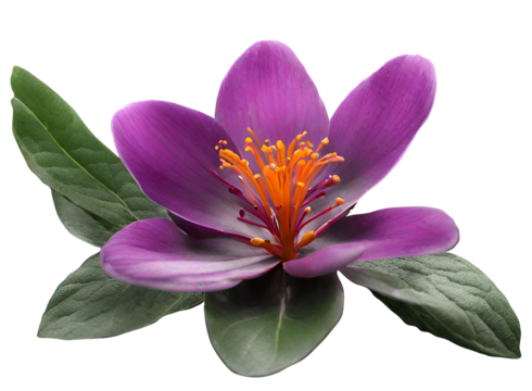 Zoomed-in perspective of solitary purple saffron blossom Jacob's Ladder (Polemonium caeruleum). Flower Closeu