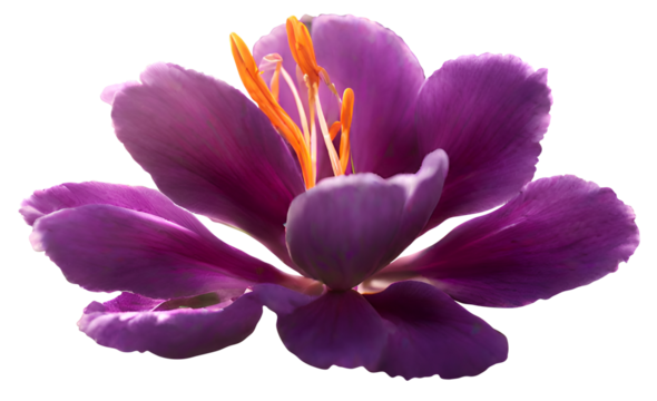 Zoomed-in perspective of solitary purple saffron blossom Jacob's Ladder (Polemonium caeruleum). Flower Closeu