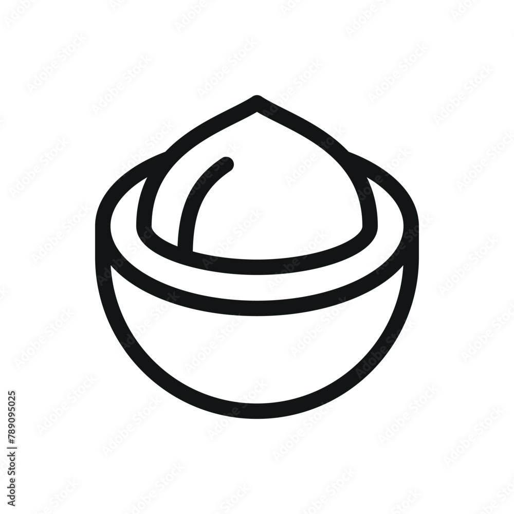 Poster macadamia isolated icon, macadamia nut vector symbol with editable stroke