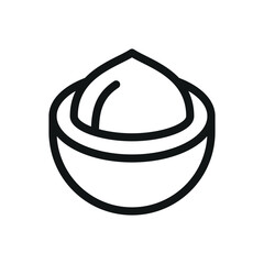 Macadamia isolated icon, macadamia nut vector symbol with editable stroke