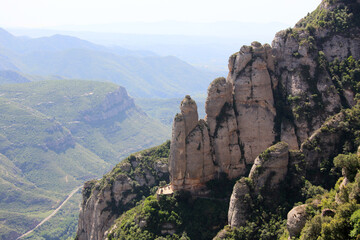 Naklejka premium Rocks around Montserrat monastery, near Barcelona, Catalonia, Spain