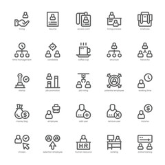 Hiring Process icon pack for your website, mobile, presentation, and logo design. Hiring Process icon outline design. Vector graphics illustration and editable stroke.