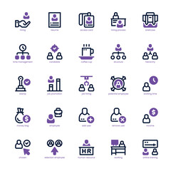 Hiring Process icon pack for your website, mobile, presentation, and logo design. Hiring Process icon dual tone design. Vector graphics illustration and editable stroke.