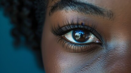 Macro shot of a black woman eye