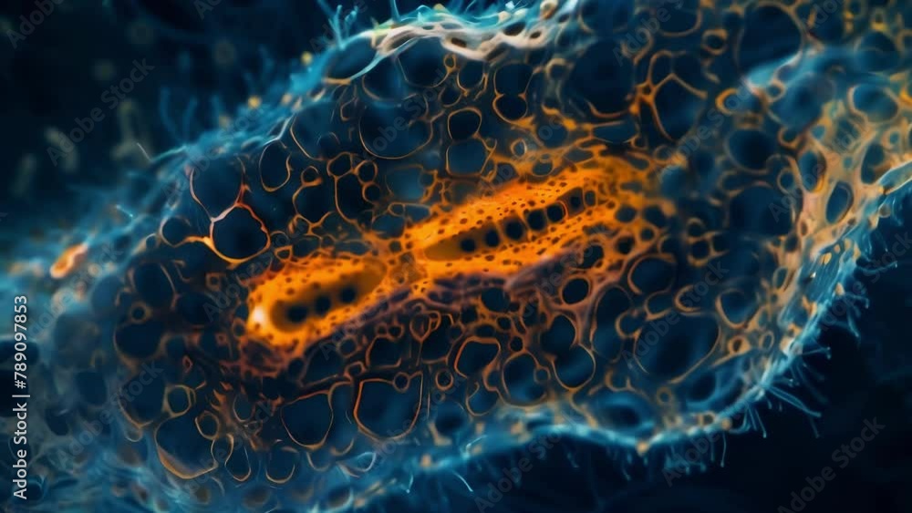 Poster in this micrograph the intricate shape and structure of a protozoas contractile vacuole can be obser