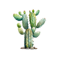 boho cactus vector illustration in watercolor style