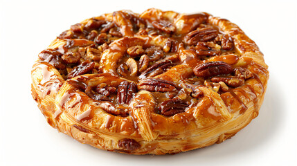 Toffee and pecan nut Danish pastry isolated on white