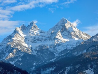 Fototapeta premium Majestic Peaks: Standing Tall in the Sun's Embrace