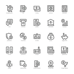 Banking Service icon pack for your website, mobile, presentation, and logo design. Banking Service icon outline design. Vector graphics illustration and editable stroke.