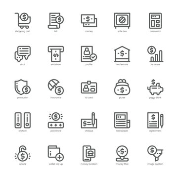 Banking Service icon pack for your website, mobile, presentation, and logo design. Banking Service icon outline design. Vector graphics illustration and editable stroke.