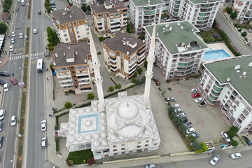 Aerial view Tekirdag of city mosque