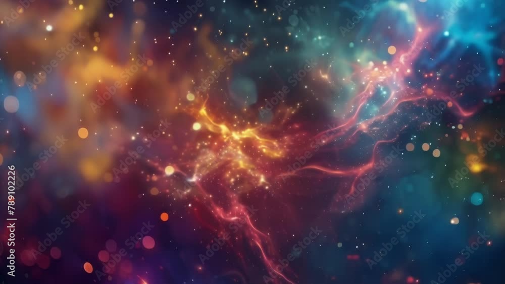 Poster dazzling sparks of color ignite and fade on a dark background creating an otherworldly atmosphere in