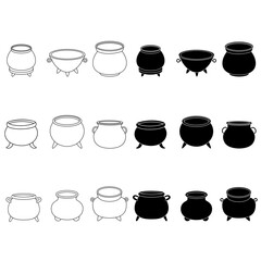 Cauldron icon vector set. Boiler illustration sign collection. Pot symbol. Caldron logo.