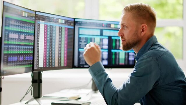 Data Analyst Man Using Spreadsheet