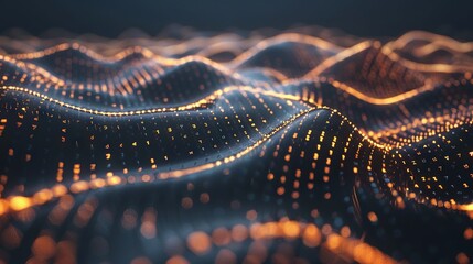 Digital data stream: terabytes of binary code and blockchain encryption in a dynamic neural network - 3D illustration