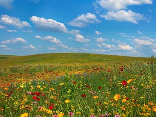 Countryside Canvas: Wildflowers Under the Azure Sky