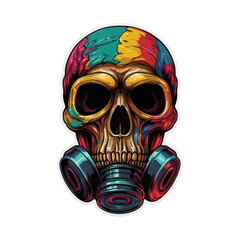 Detailed skull Head wearing a gas mask Illustration 
