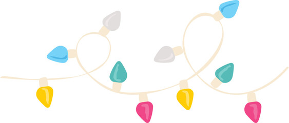 Christmas decoration light cartoon on a transparent background.