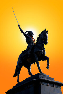 Statue of Chatrapati Shivaji Maharaj at Pratapgad near mahabaleshwar, Pratapgad, Maharashtra, India.
