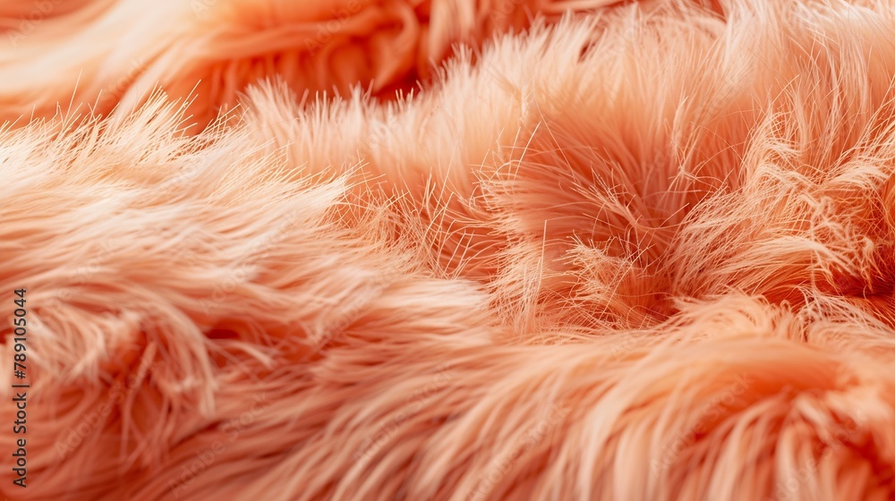 Poster trendy peach fur texture close up abstract apricot wool structure background color of the year 2024 