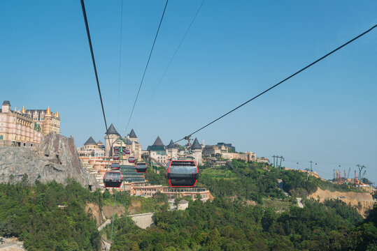 Cable car in the sky.Beautiful nature trail (da nang,vietnam)