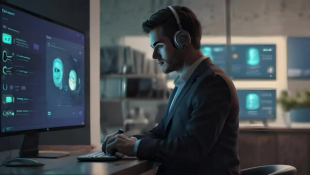 bussines man at work using a computer
